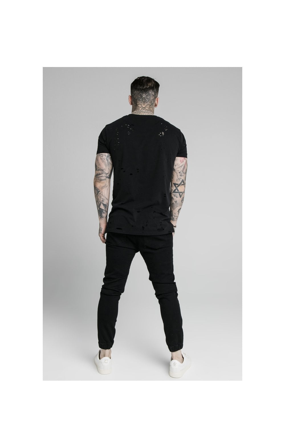 SikSilk Elasticated Cuff Pleated Jeans Pants - Washed Black (3)