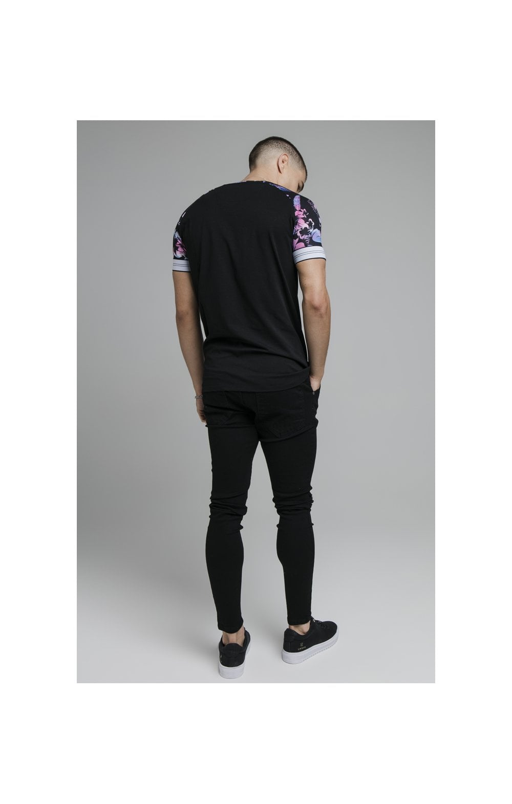 Black Tie Dye Elastic Cuff T-Shirt (2)