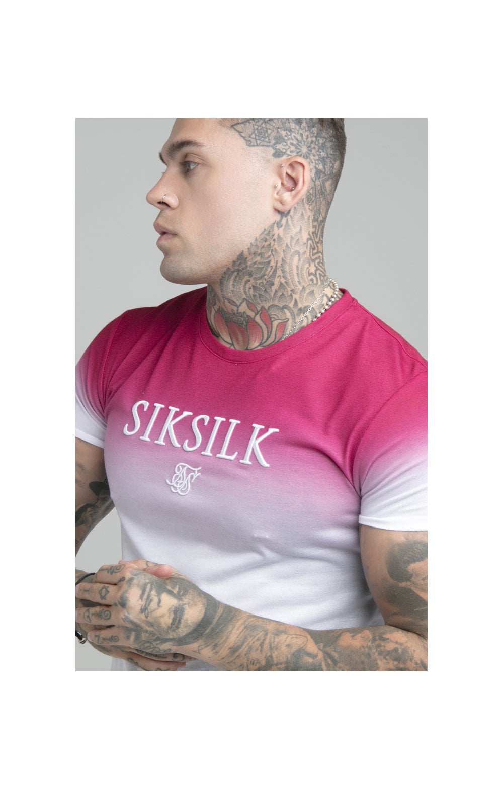 Pink Embroidered Muscle Fit T-Shirt (2)