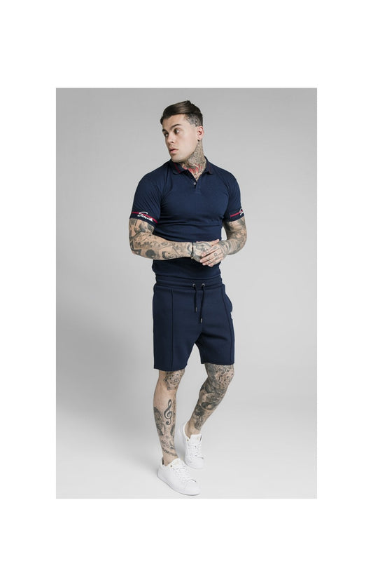 SikSilk Pique Polo Shirt Exposed Tape - Navy