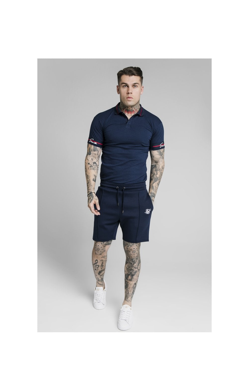 SikSilk Pique Polo Shirt Exposed Tape - Navy (3)