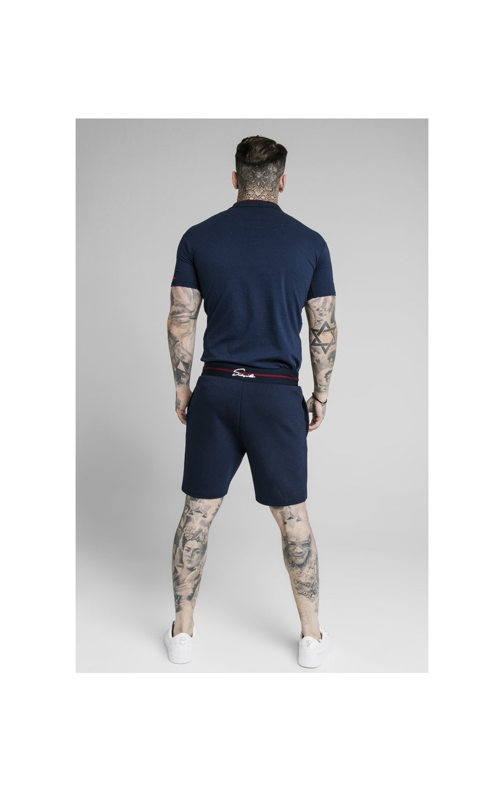 SikSilk Pique Polo Shirt Exposed Tape - Navy (5)