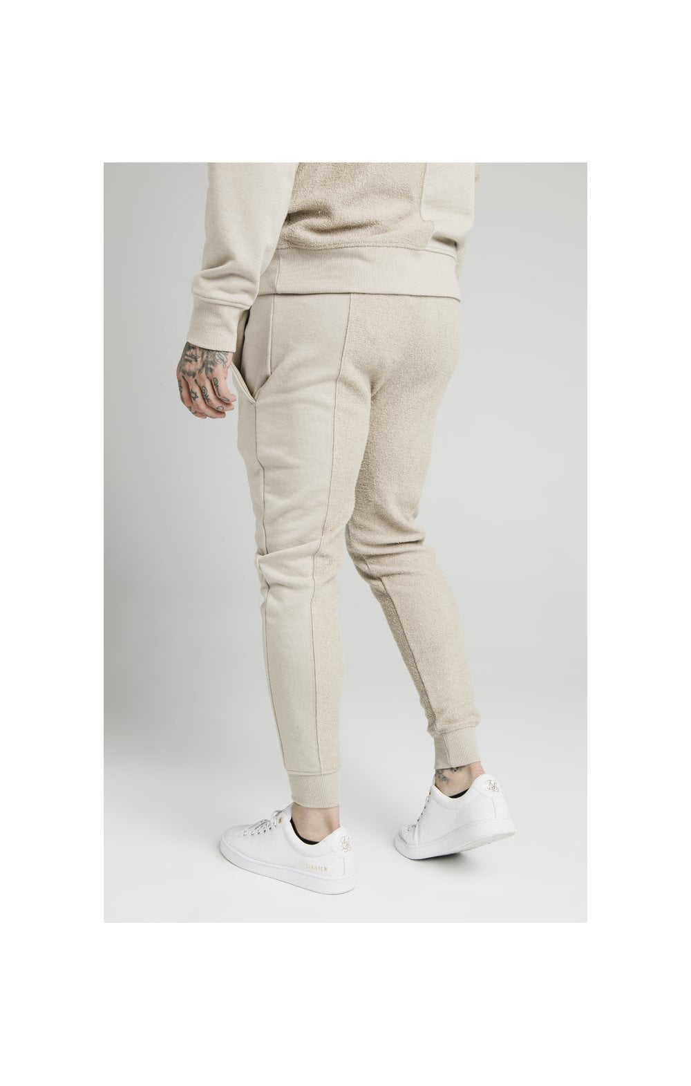 SikSilk Half &amp; Half Fitted Jogger - Stone (2)