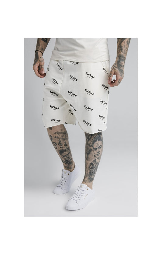 SikSilk Repeat Print Shorts - Off White