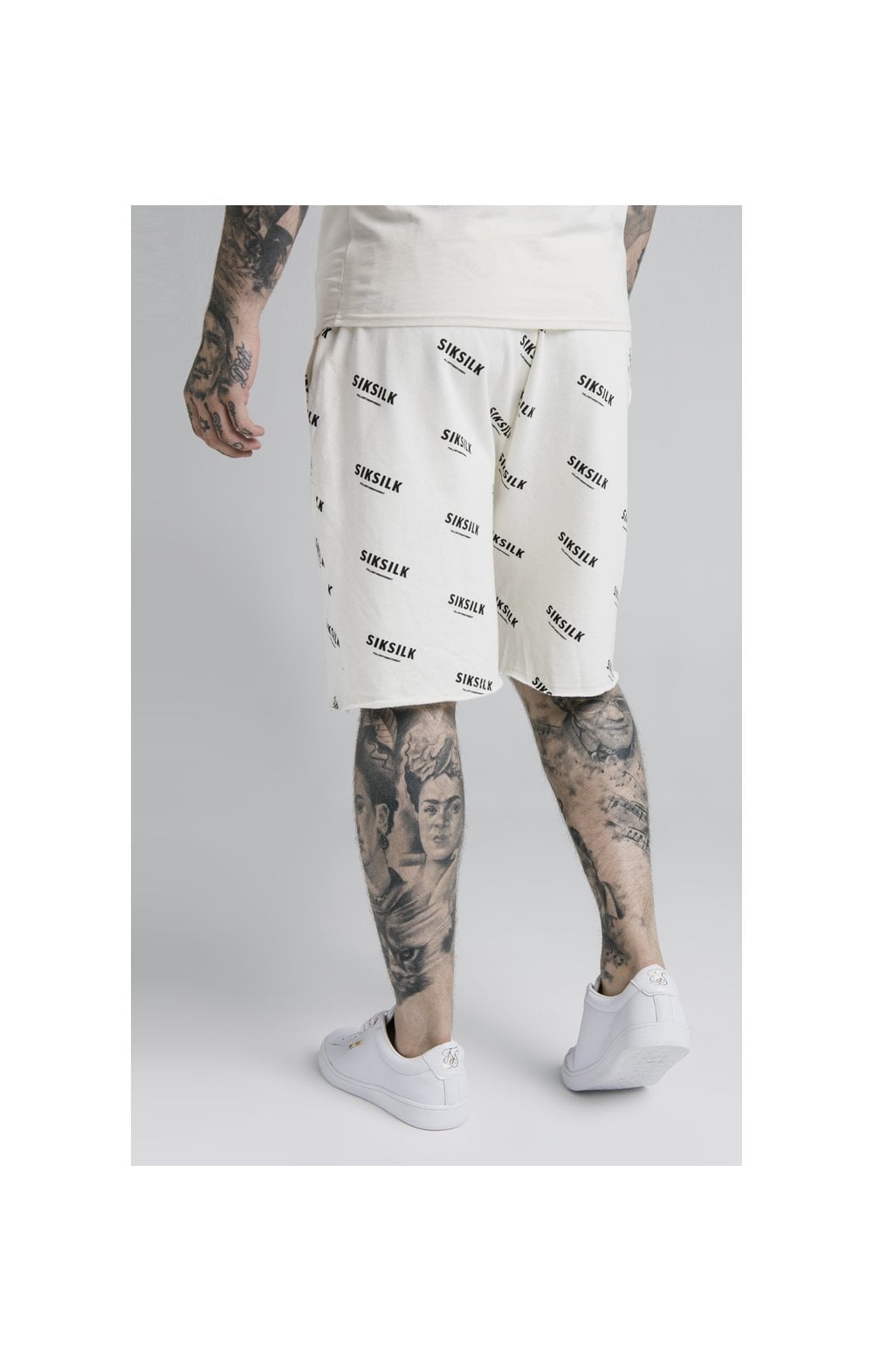 SikSilk Repeat Print Shorts - Off White (1)