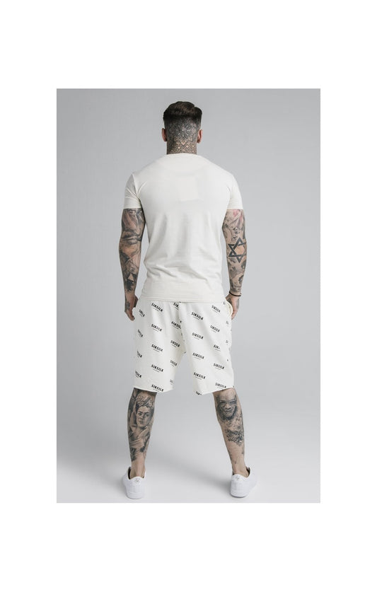 SikSilk Repeat Print Shorts - Off White