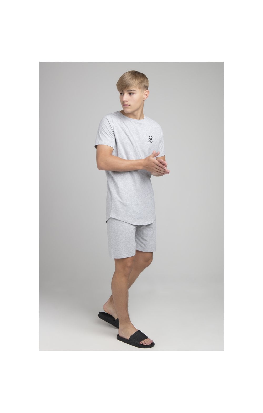 Boys Illusive Grey Marl T-Shirt And Short Twin Set (1)