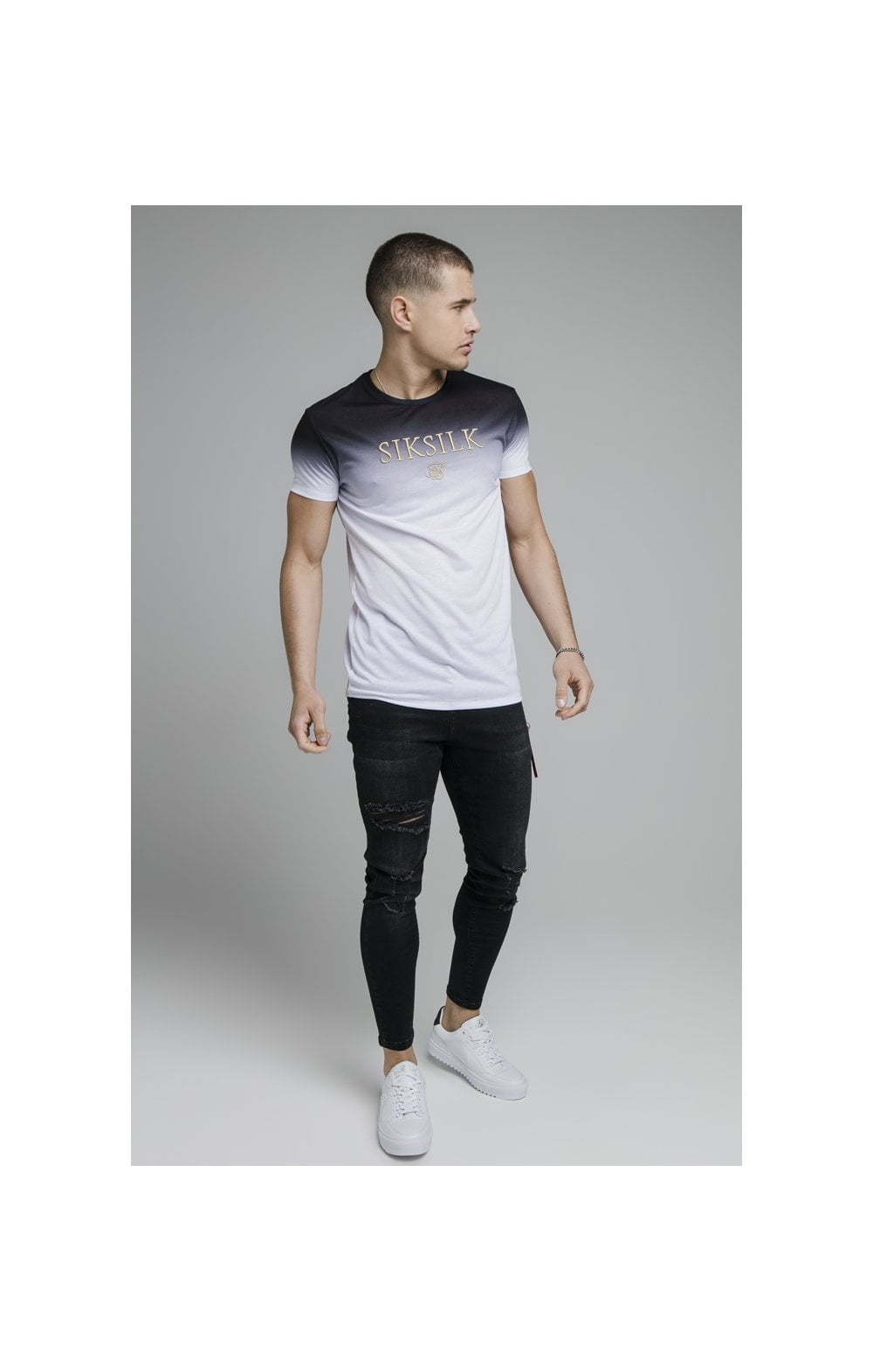 Black Embroidered Muscle Fit T-Shirt (1)