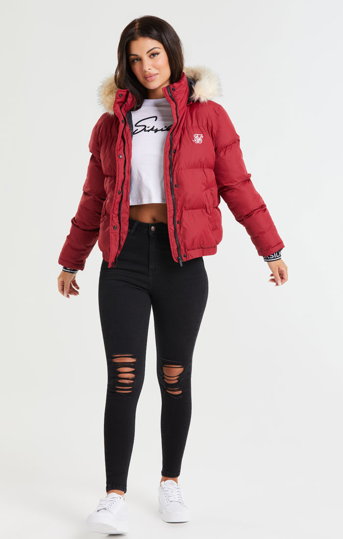 SikSilk Core Cropped Parka - Red (1)
