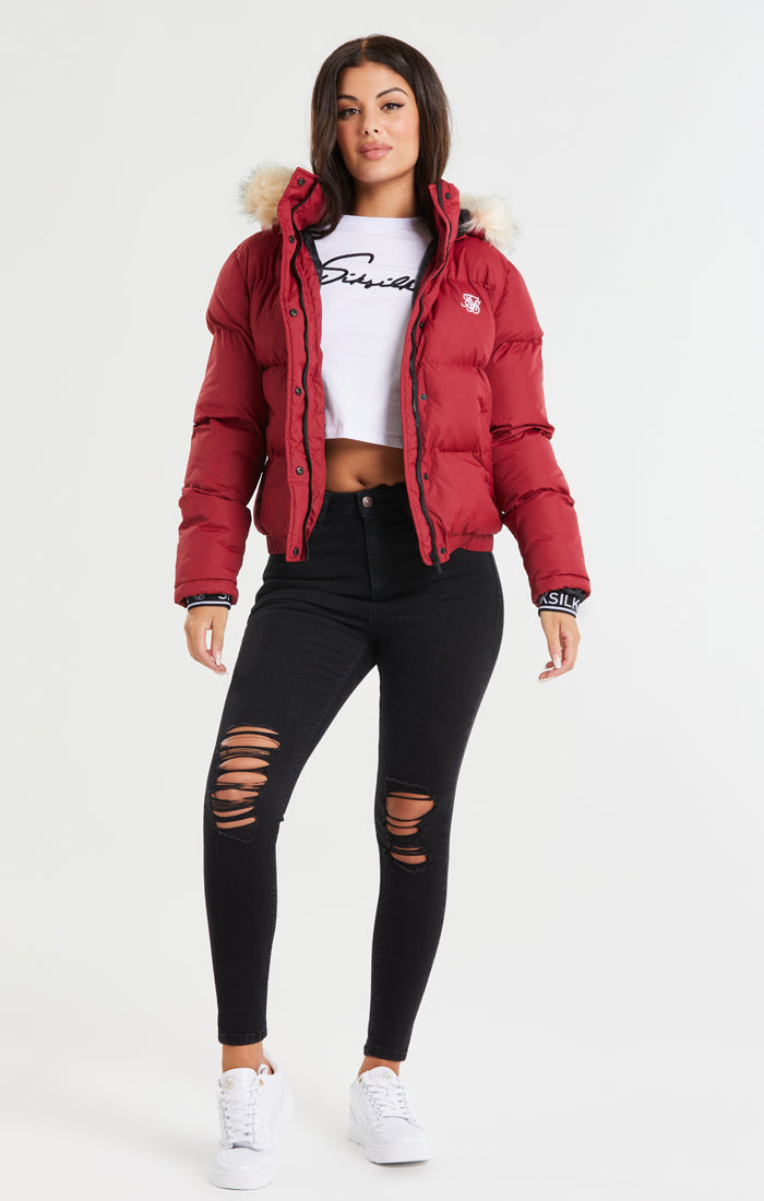 SikSilk Core Cropped Parka - Red (2)