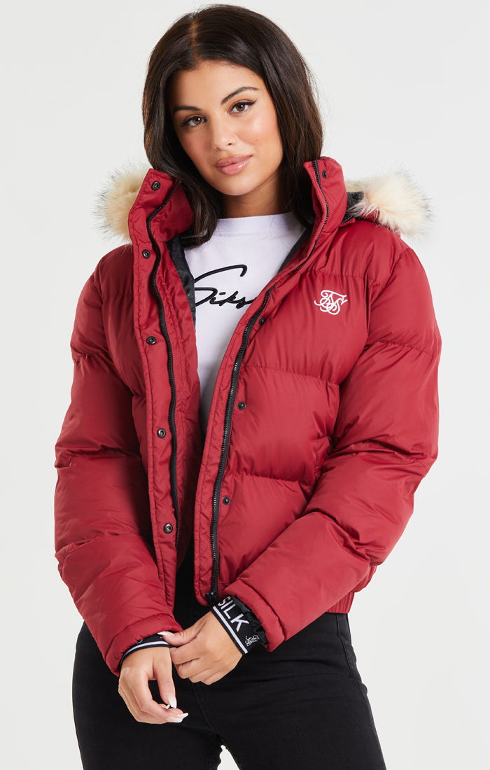 SikSilk Core Cropped Parka - Red (3)