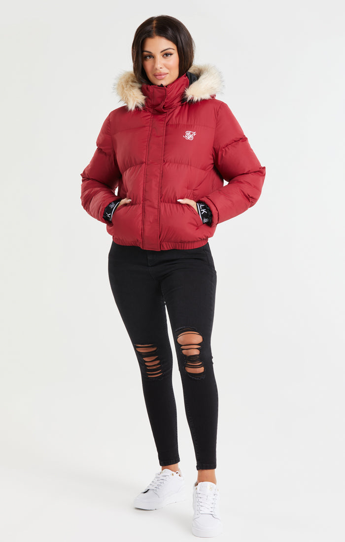 SikSilk Core Cropped Parka - Red (4)