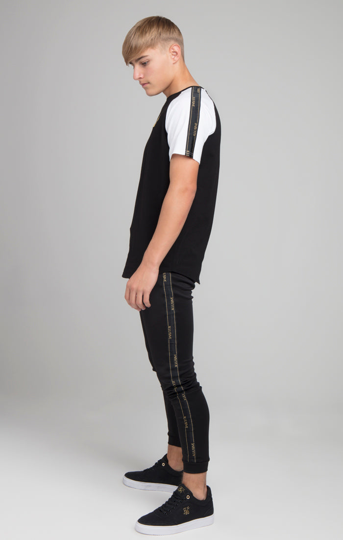 Boys Illusive Black Taped Raglan T-Shirt (1)