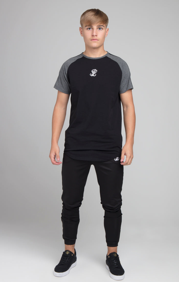 Boys Illusive Black Taped Raglan T-Shirt (3)