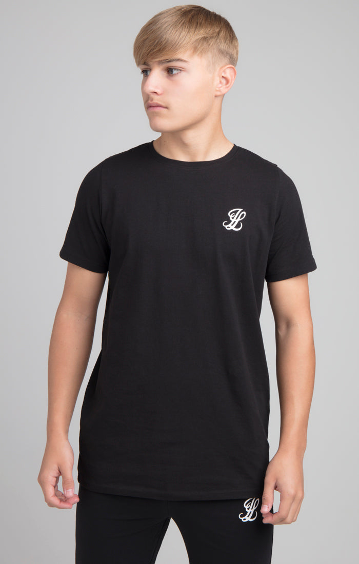 Schwarzes Essentials Illusive T-Shirt mit kurzen Ärmeln für Jungen