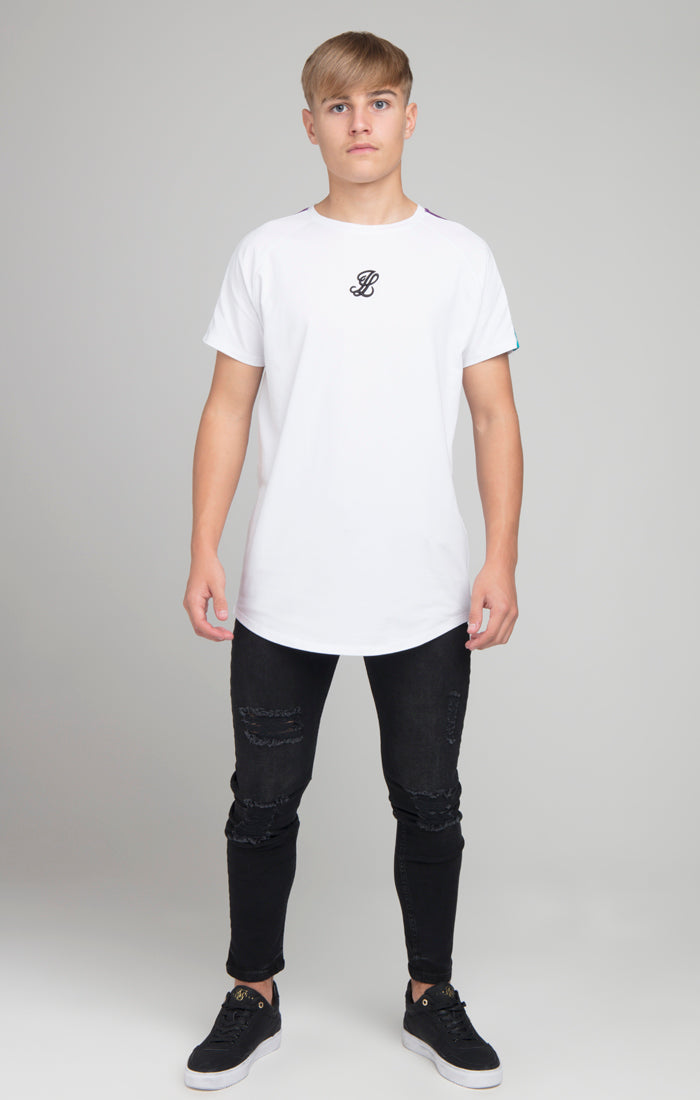 T–Shirt &#39;Illusive London&#39; im Bahnendesign mit Farbverlauf – Weiß (3)