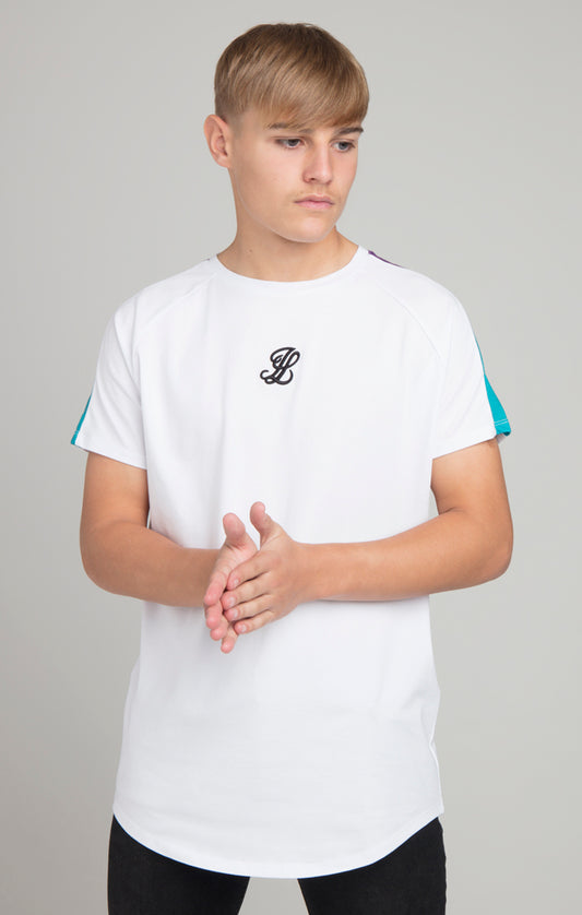 T–Shirt 'Illusive London' im Bahnendesign mit Farbverlauf – Weiß