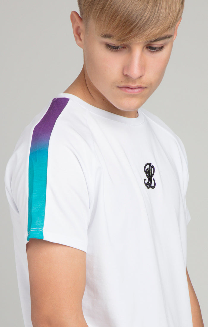 T–Shirt &#39;Illusive London&#39; im Bahnendesign mit Farbverlauf – Weiß