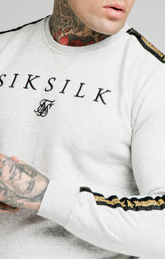 SikSilk Prestige Crew Sweat - Grey Marl (1)