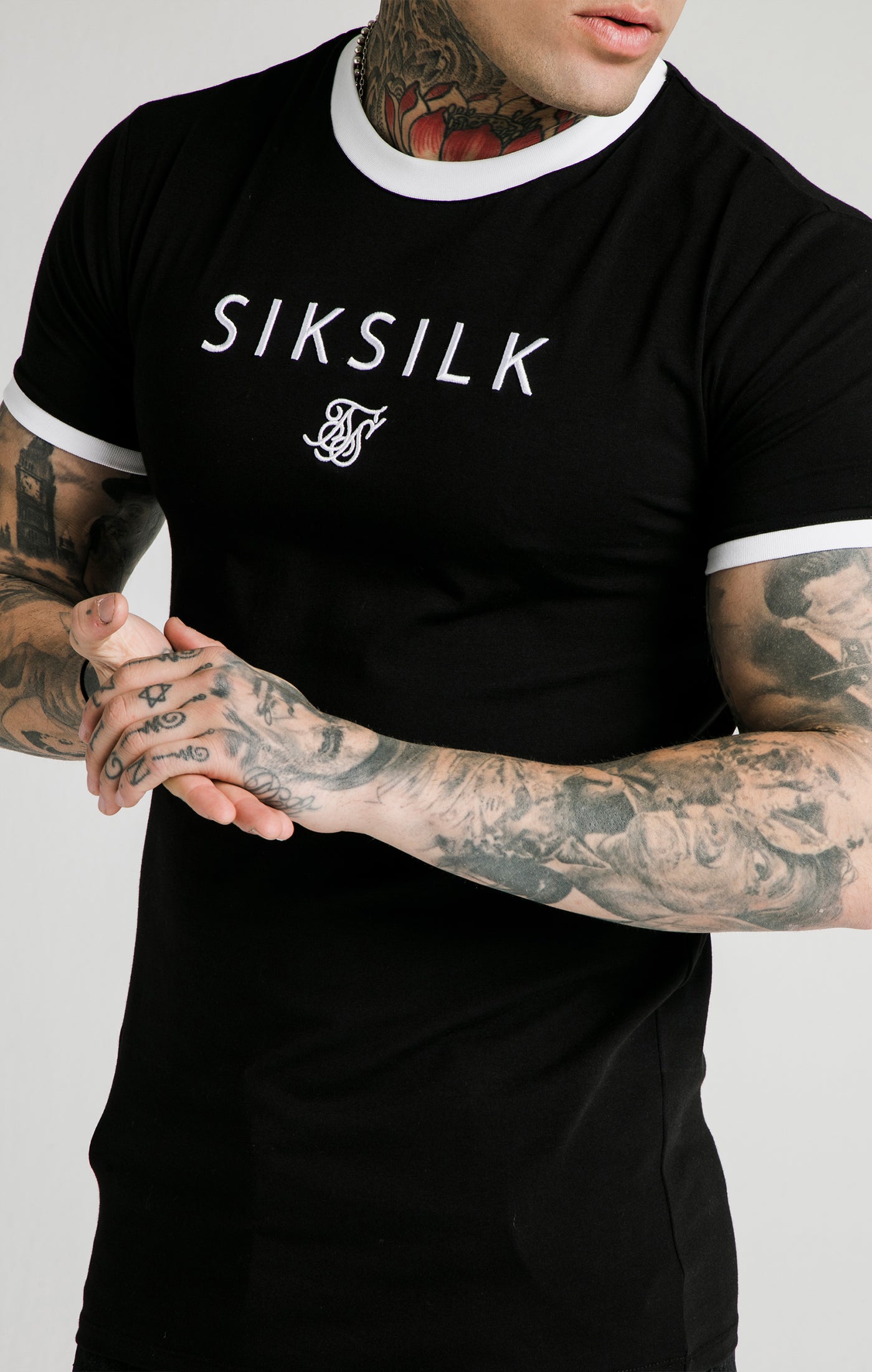 SikSilk S/S Straight Hem Gym Tee - Black (1)