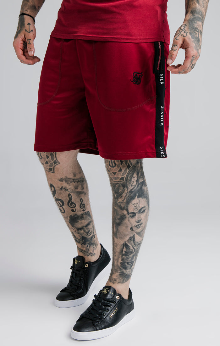 SikSilk Shadow Loose Fit Shorts - Deep Red &amp; Black