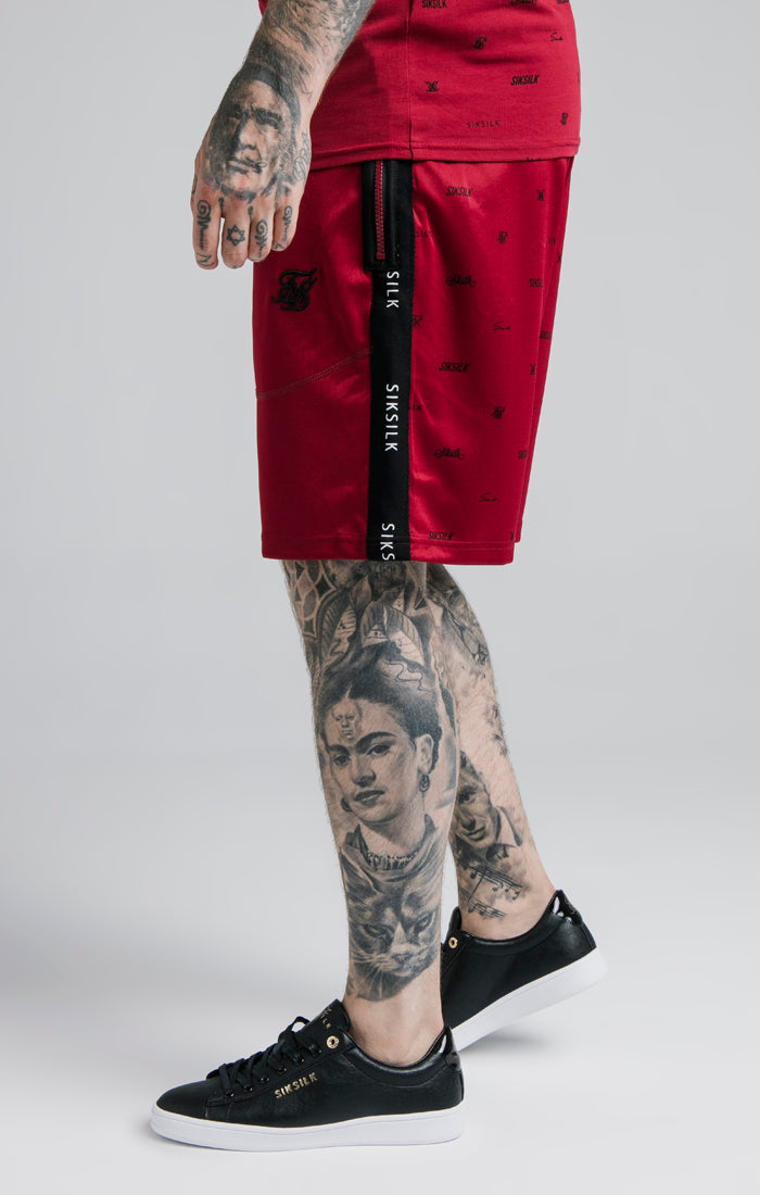 SikSilk Shadow Loose Fit Shorts - Deep Red &amp; Black (1)