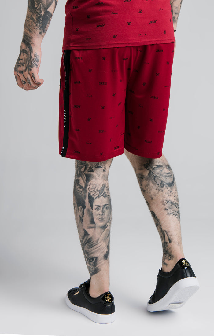 SikSilk Shadow Loose Fit Shorts - Deep Red &amp; Black (2)