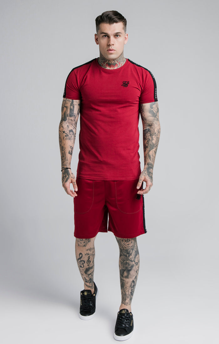 SikSilk Shadow Loose Fit Shorts - Deep Red &amp; Black (3)