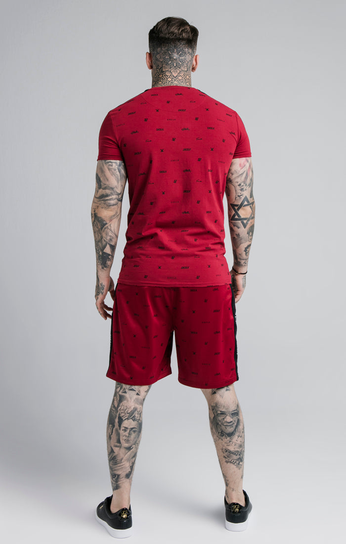 SikSilk Shadow Loose Fit Shorts - Deep Red &amp; Black (4)