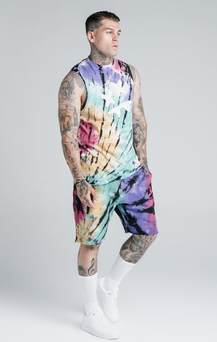 SikSilk X Steve Aoki Racer Back Vest – Rainbow Ink Tie Dye (3)