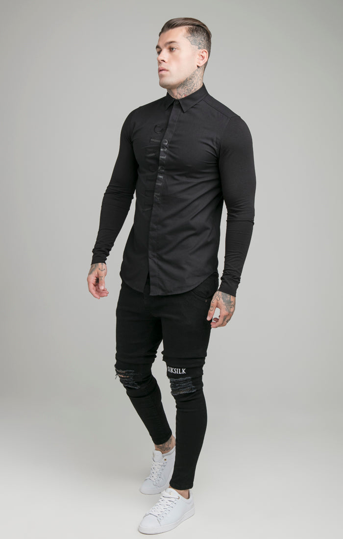 SikSilk L/S Jersey Sleeve Shirt - Black (5)