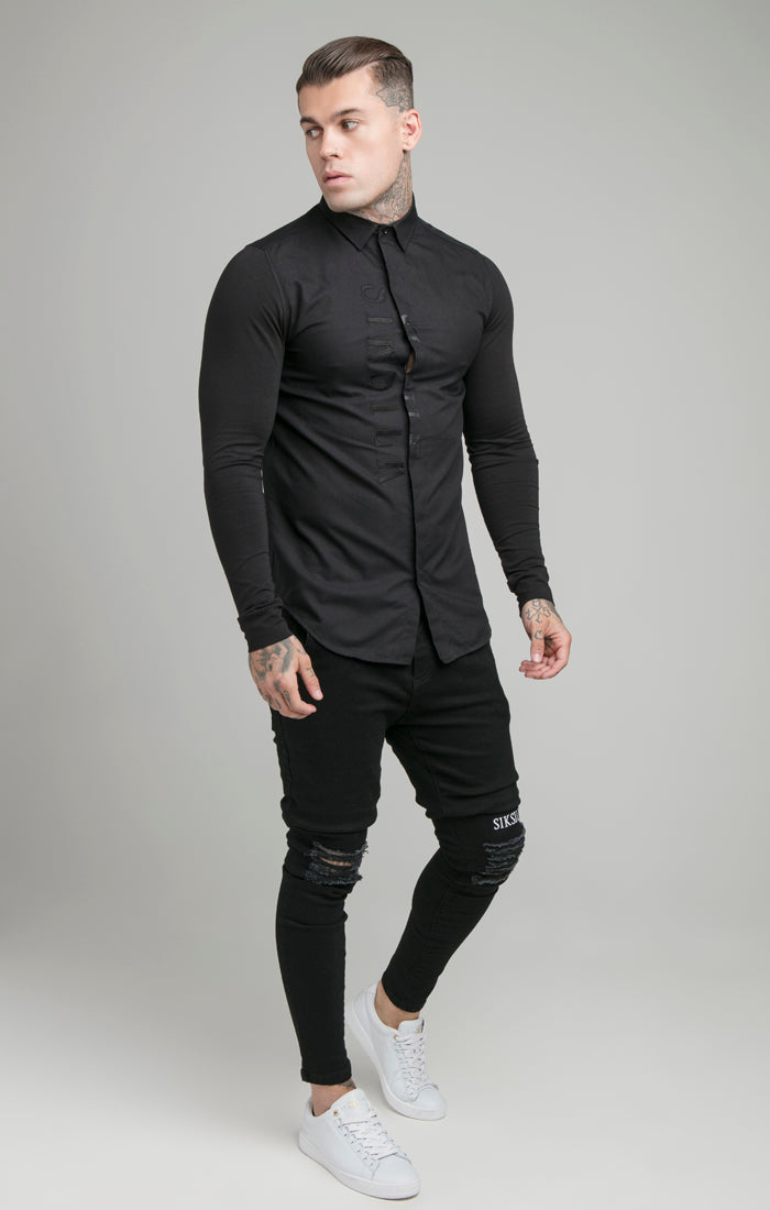 SikSilk L/S Jersey Sleeve Shirt - Black (1)