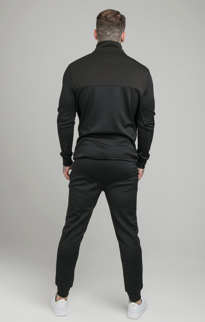 SikSilk Hochgeschlossenes Sweatshirt &#39;Covert&#39; mit kurzem Reißverschluss – Schwarz und Rot (3)