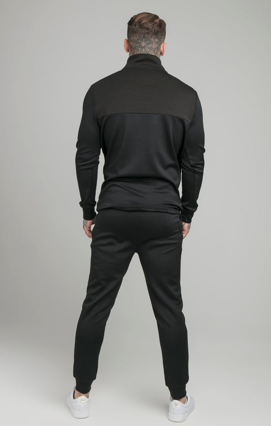 SikSilk Hochgeschlossenes Sweatshirt 'Covert' mit kurzem Reißverschluss – Schwarz und Rot