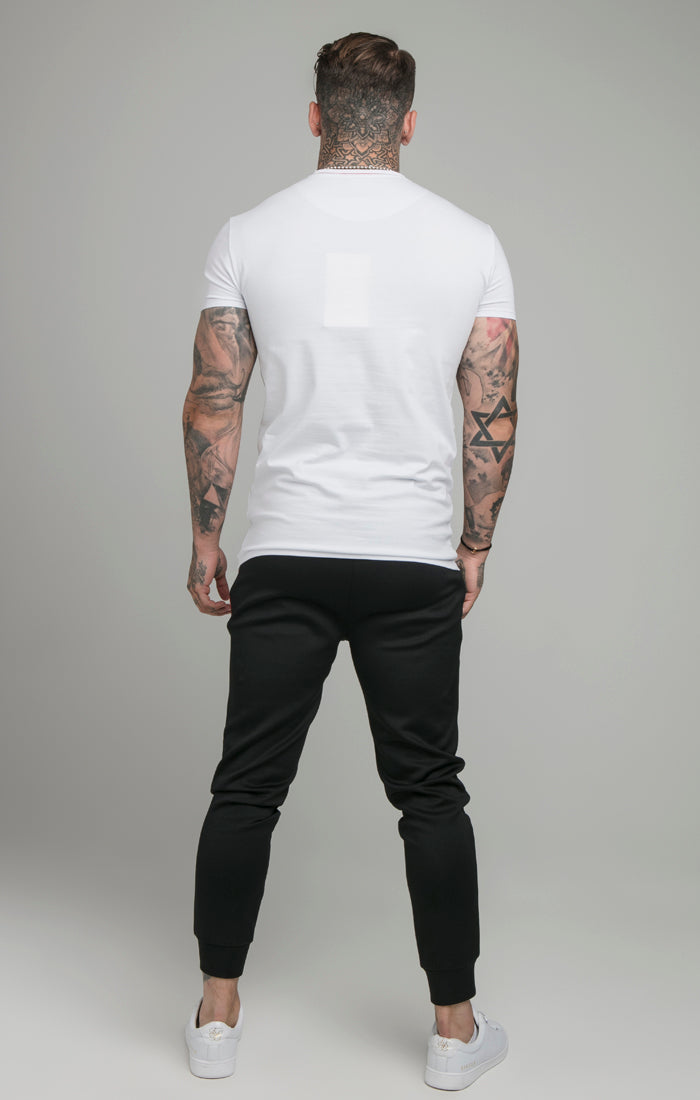 SikSilk S/S Piping Embroidery Gym Tee - White (4)