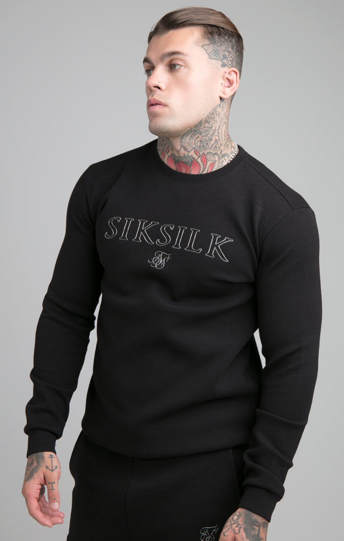 SikSilk Crew Neck Sweater - Black