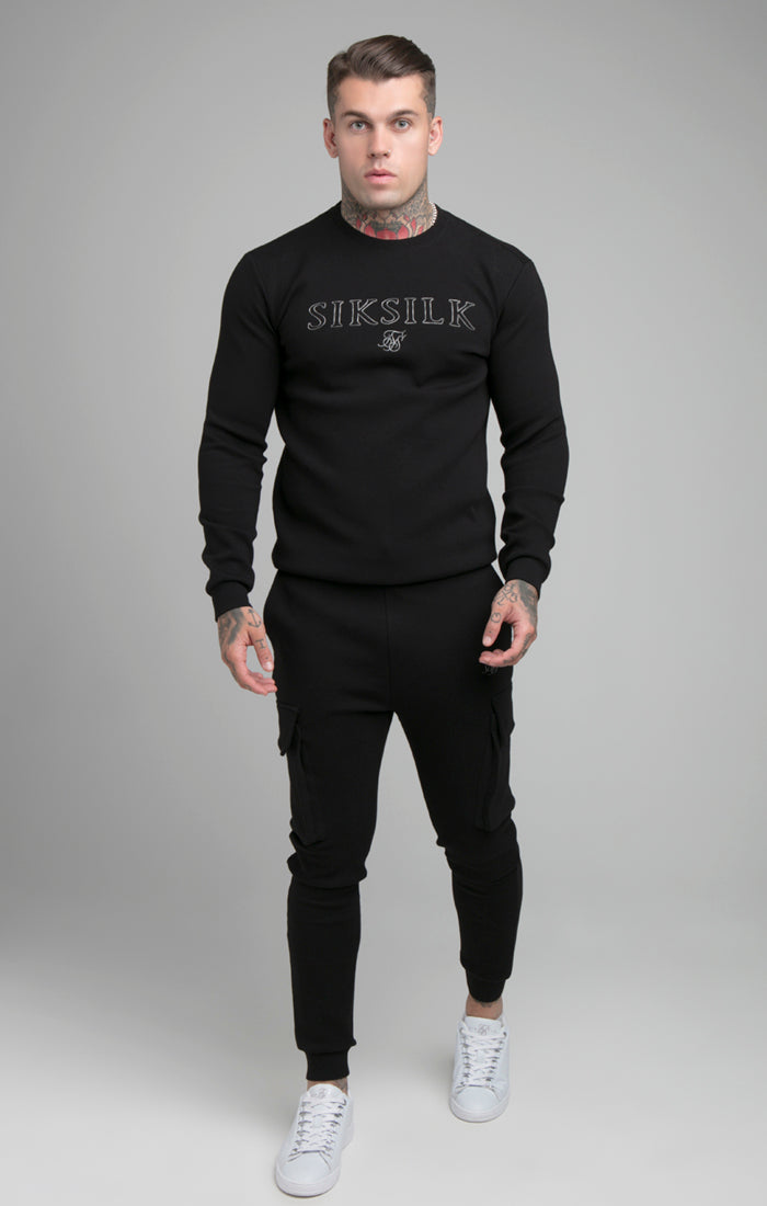 SikSilk Crew Neck Sweater - Black (2)