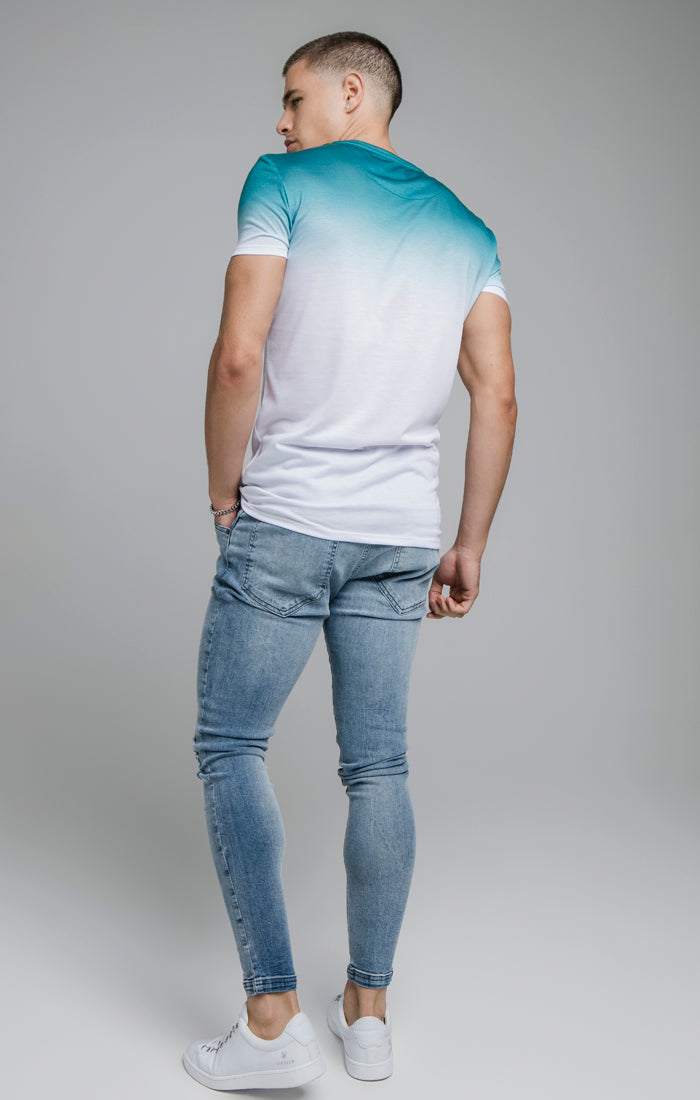Teal Embroidered Muscle Fit T-Shirt (1)