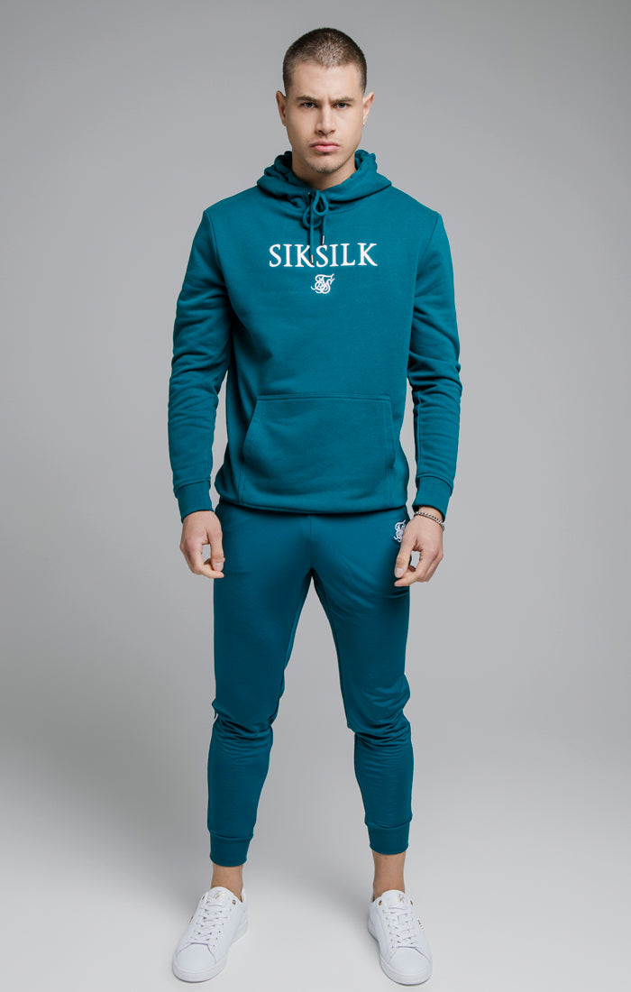 SikSilk Overhead Embroidery Hoodie - Teal &amp; White (1)
