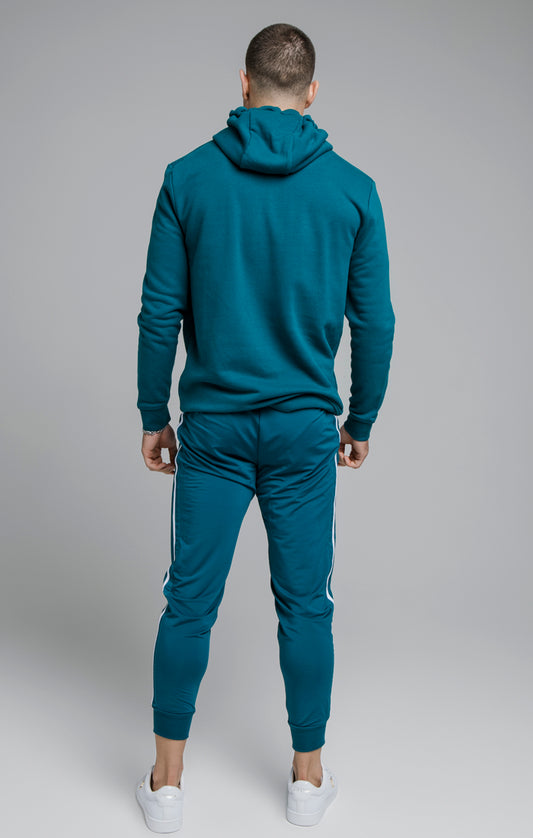 SikSilk Overhead Embroidery Hoodie - Teal & White