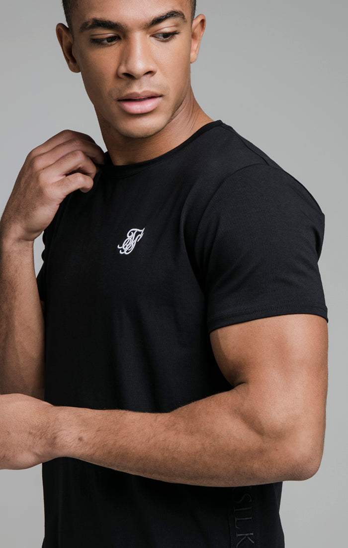 Black Embroidered Tape Muscle Fit T-Shirt (2)