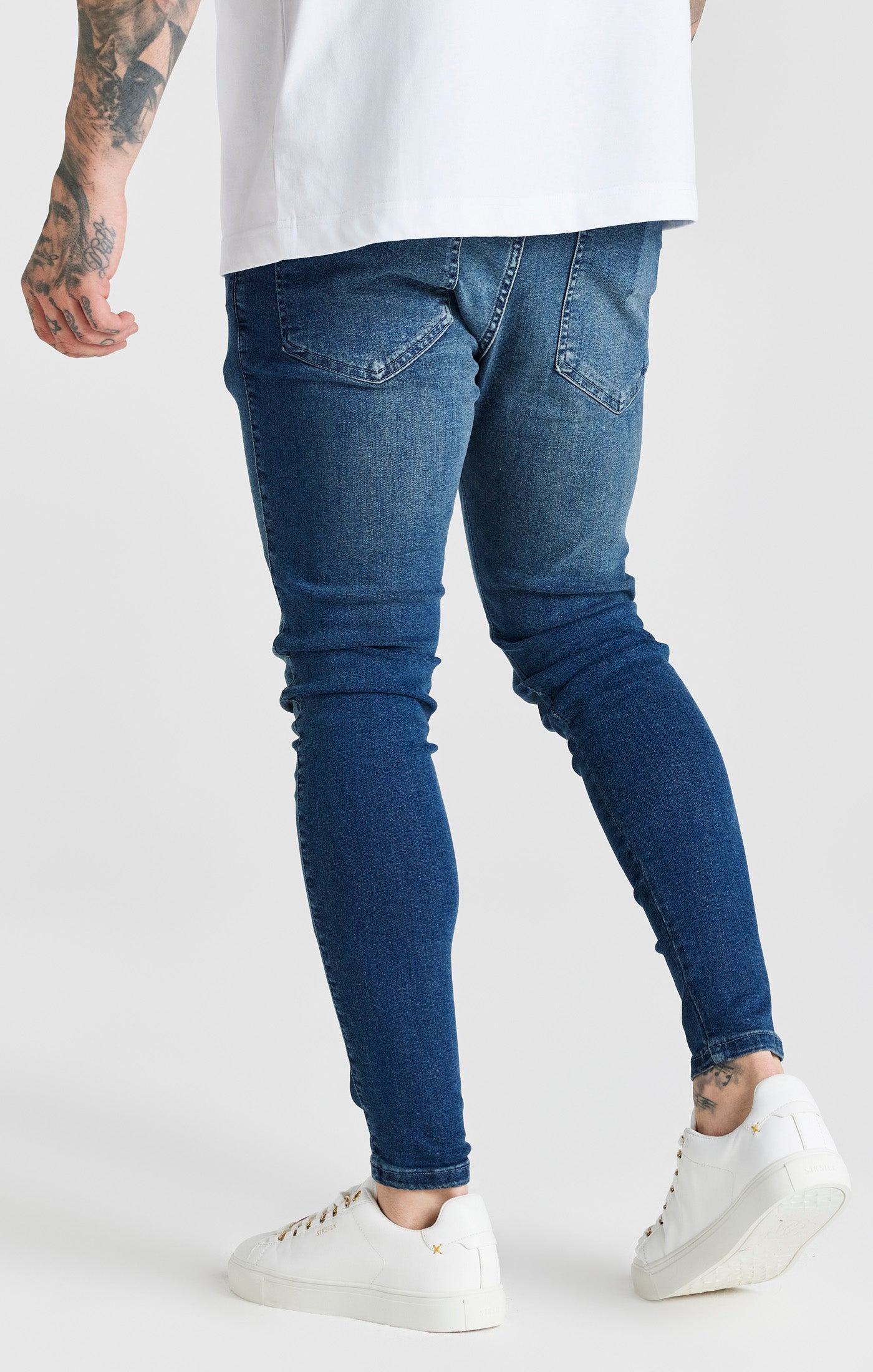 Blau Gewaschene Essential Skinny Jeans (3)