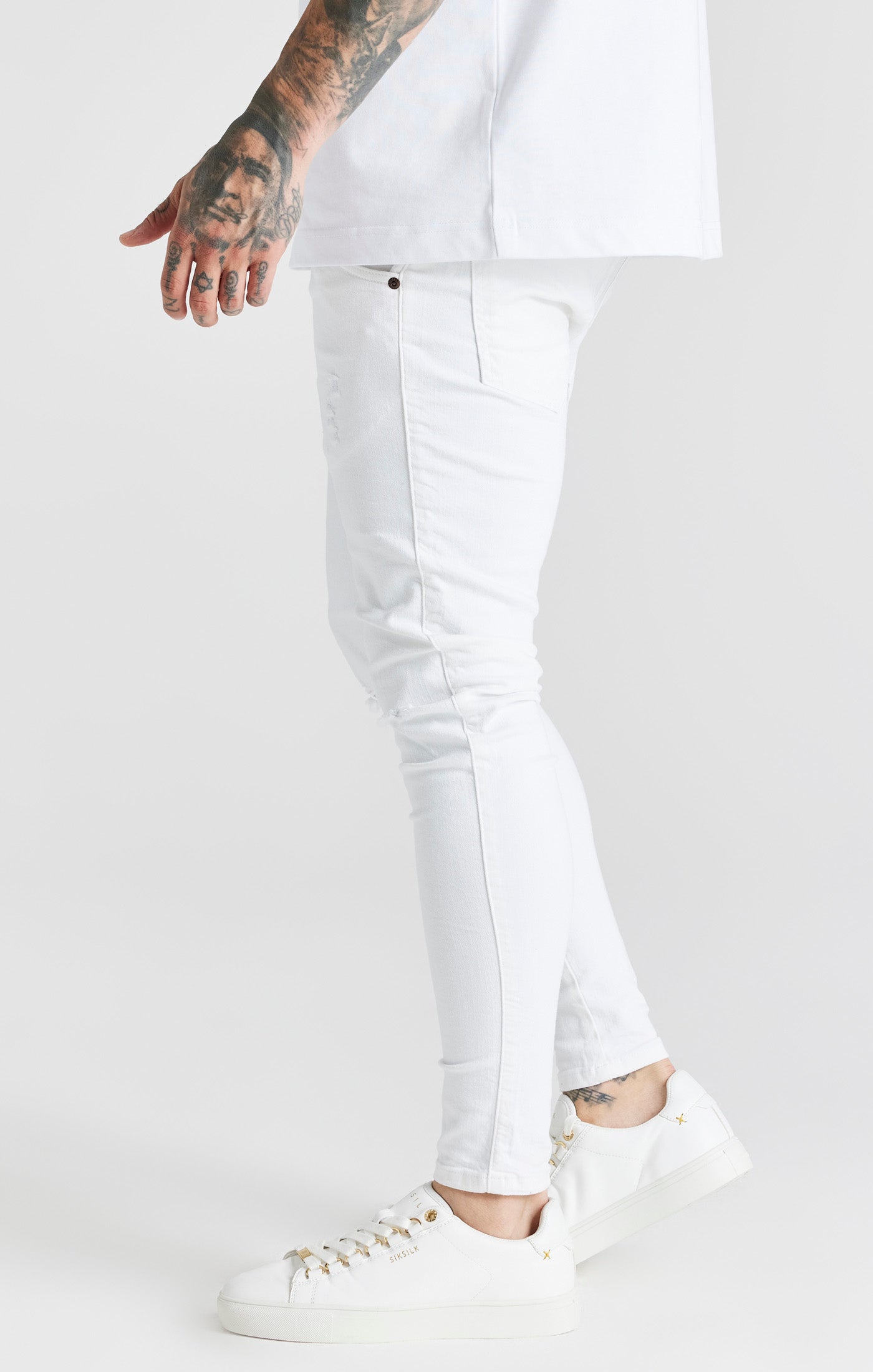 Weiße Essential Skinny Jeans in Distressed Optik (1)