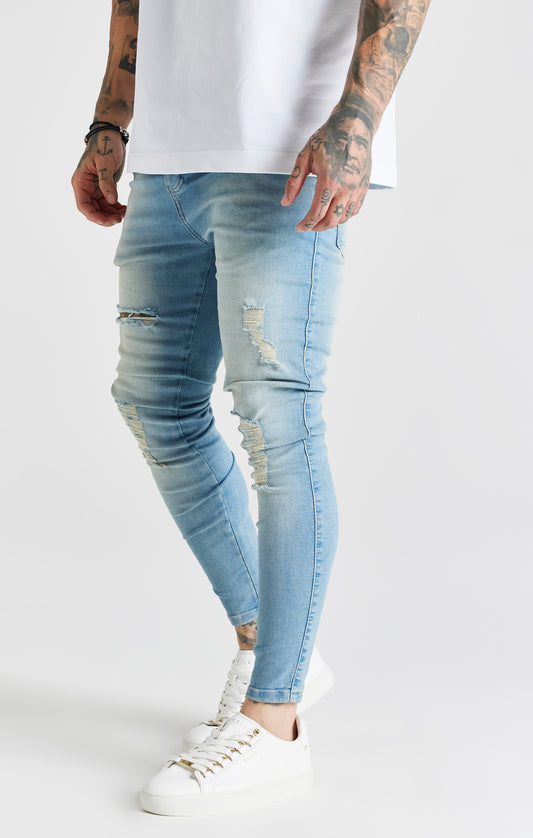 Blau Gewaschene Skinny Jeans im Essential Stil in Distressed Optik