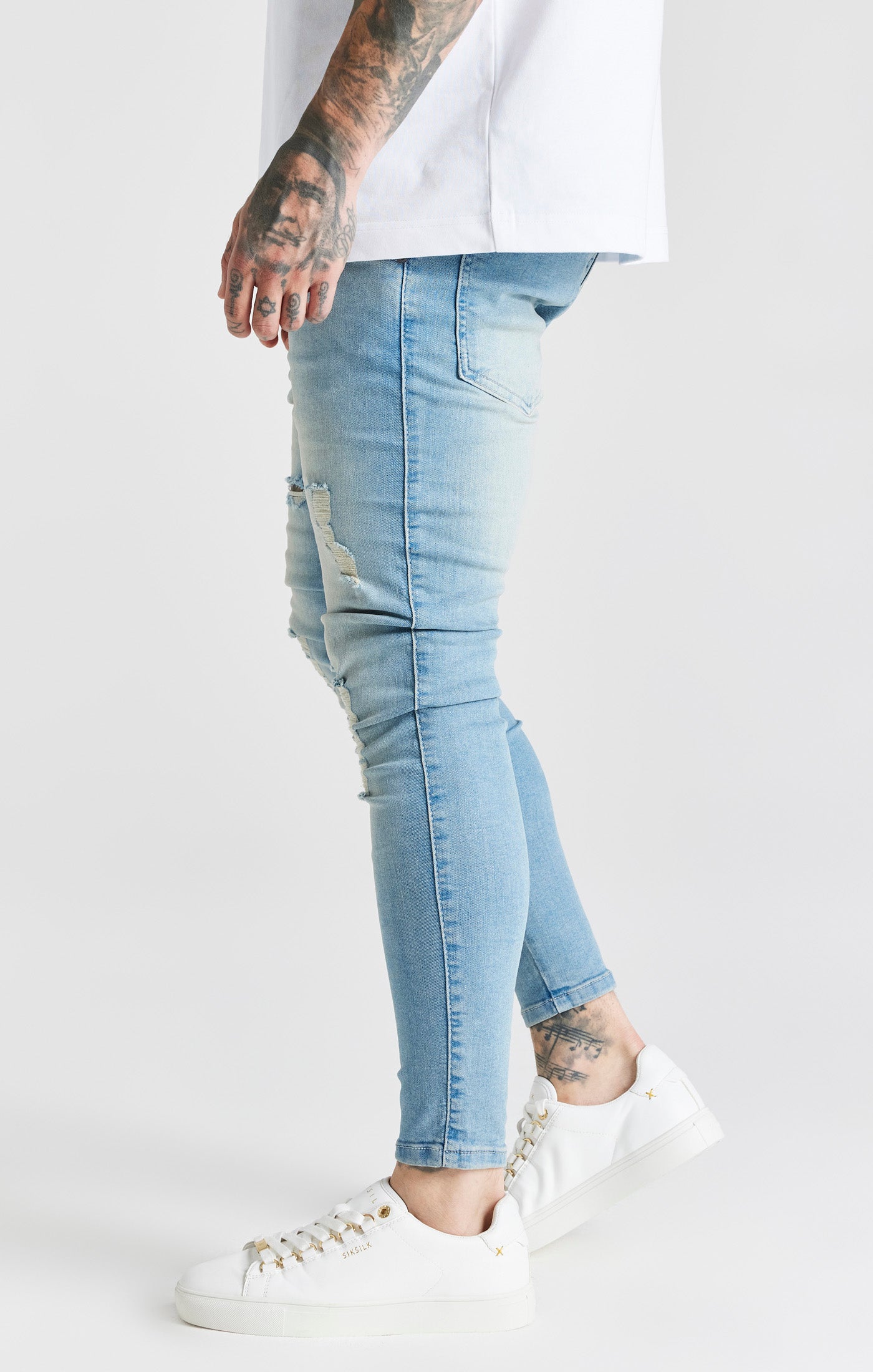 Blau Gewaschene Skinny Jeans im Essential Stil in Distressed Optik (1)
