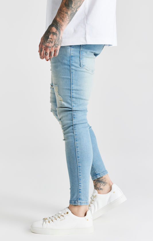 Blau Gewaschene Skinny Jeans im Essential Stil in Distressed Optik