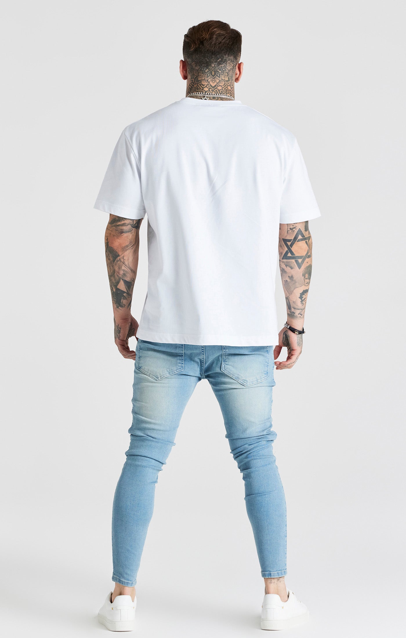 Blau Gewaschene Skinny Jeans im Essential Stil in Distressed Optik (4)