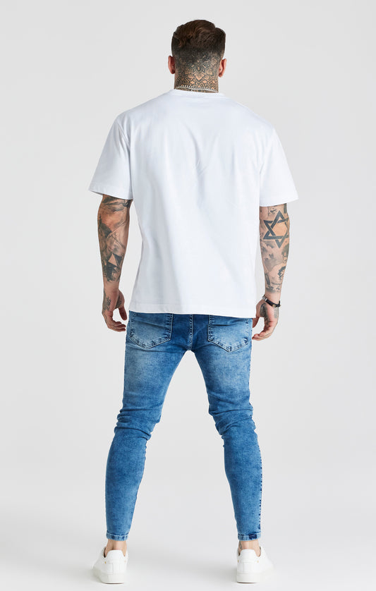 Blaue Essential Skinny Jeans mit Mittlerer Waschung in Distressed Optik