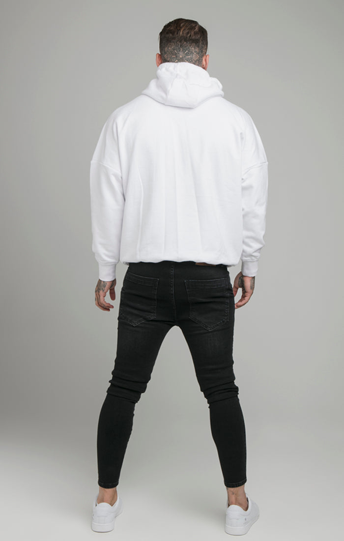 White Drop Shoulder Relaxed Fit Hoodie (5)