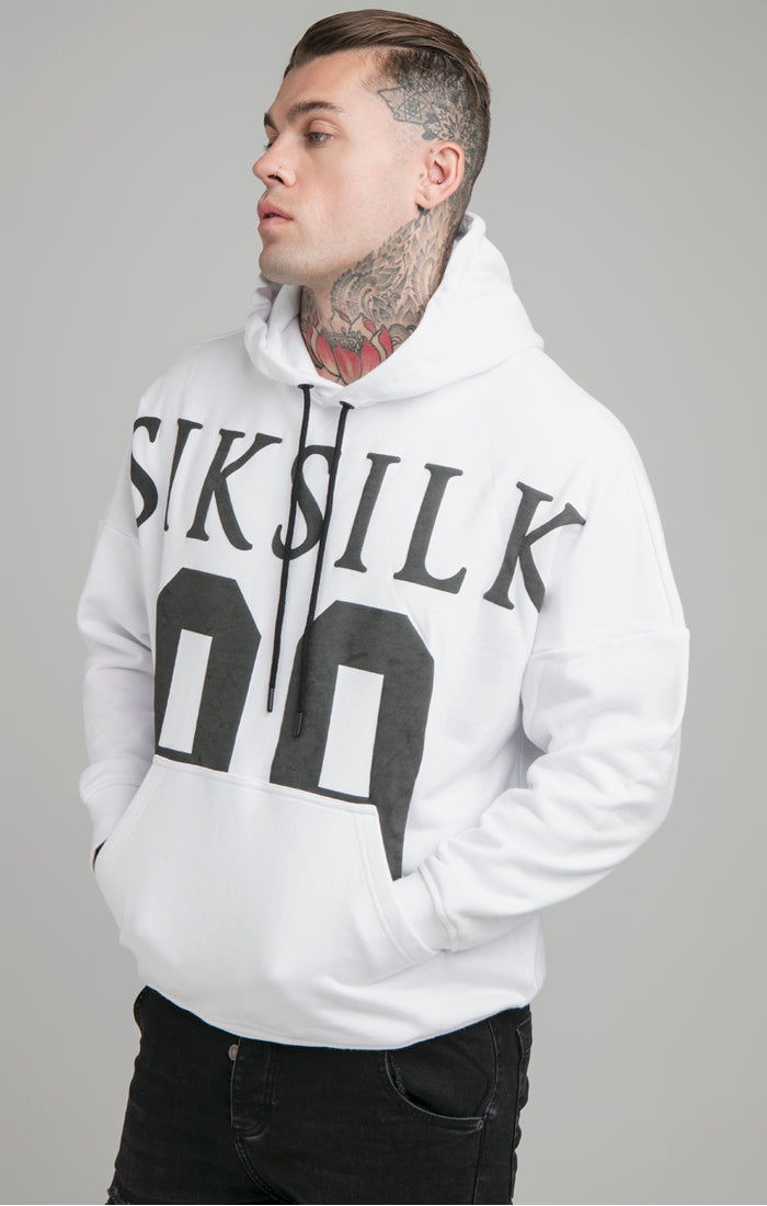 White Drop Shoulder Relaxed Fit Hoodie